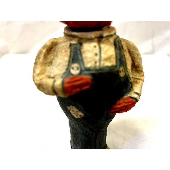 Poliwogg? Pumpkinhead American Folk Art Man Holding Doll Creepy Face 6" - Picture 8 of 9